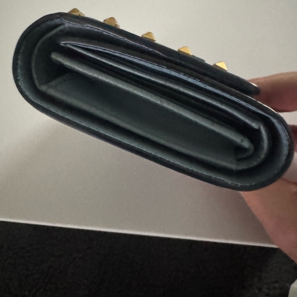 MCM Blue Studded Trifold Wallet - Picture 9 of 11